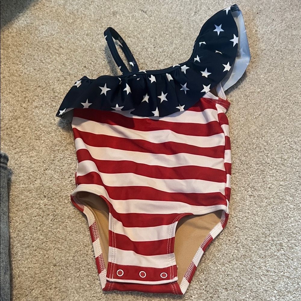 Old Navy Red and Blue Star Striped Kids Swimsuit